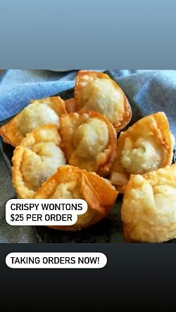 Our super crunchy, mega-tasty, premium pork filled wontons $25 for 15 large wontons